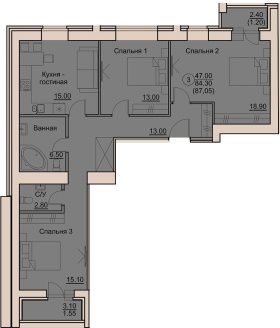 планировка квартиры 87 м2
